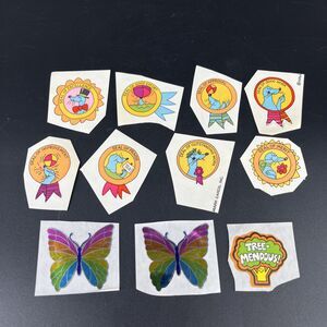 Lot Of Vintage 80’s Butterfly Foil Stickers and Encouraging Motivation Stickers